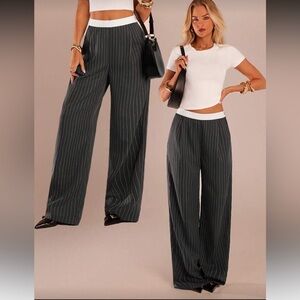 Forever 21 Black and White Pinstripe Wide-Leg Pants